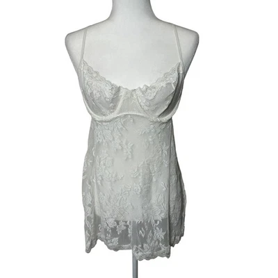 Victoria's Secret Lencería Babydoll de Encaje Blanco Peluche Cami Top Con Aros Talla XL Foto 1 de 4