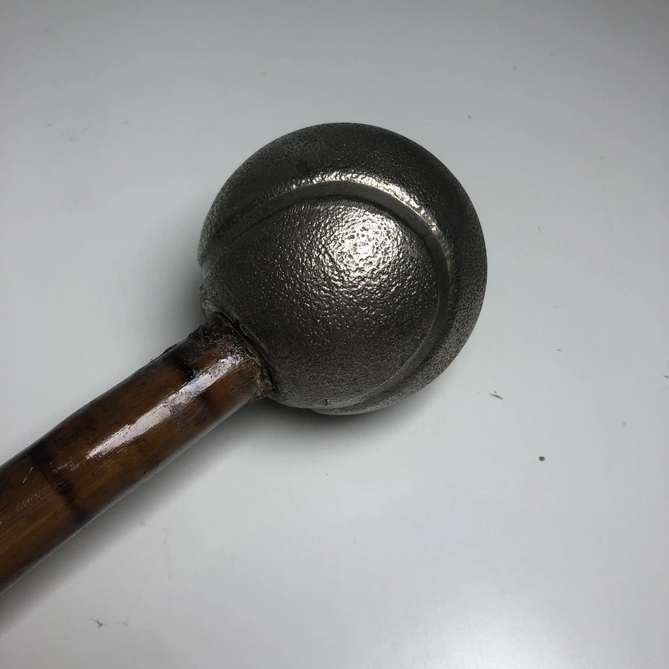 Bastón de bambú de colección con acento superior de béisbol de metal 33" **LEER** Foto 1 de 4