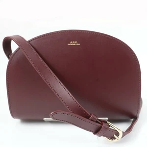 A.P.C. Mini Bolso Demi-Lune Medio Cuero Luna Hombro Burdeos Con Almacenamiento - Imagen 1 de 10