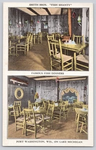 Postcard Smith Bros Fish Shanty Port Washington WI Nautical Interior Lake MI - Picture 1 of 3