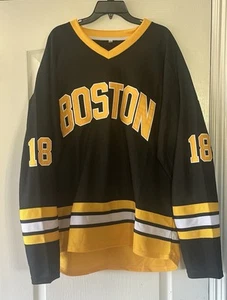 Happy Gilmore Boston Bruins #18 Adult XXL Stitched Hockey Jersey - Picture 1 of 3