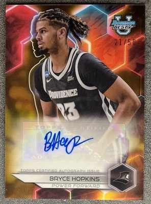 Bryce Hopkins 2023-24 Bowman Best Gold Refractor Rookie Auto /50 RC St John's - Image 1 of 4