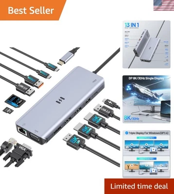 Quadruple Display USB C Docking Station for Windows/Mac - 13 Ports Available - Image 1 of 4