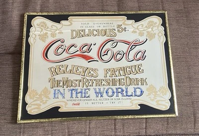 VINTAGE DELICIOUS COCA COLA RELIEVES FATIGUE MIRROR Coca Cola Mirror Hong Kong - image 1 of 4