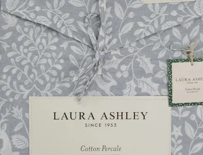 Juego de sábanas Laura Ashley algodón percal KING gris ciervo baile vacaciones estampado acebo Foto 1 de 3