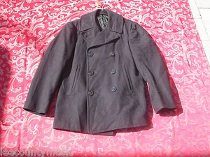 ABRIGO DE LANA RETRO!!! AUTÉNTICO ABRIGO GUISANTE AZUL MARINO TALLA 36R 36 REG CHAQUETÓN P LOTE #J757 - Imagen 1 de 3