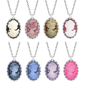 Wholesale Lot 10 pcs Lady Queen Cameo Necklace Mixed Flower Pendant Jewelry - Picture 1 of 12