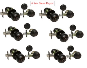 Manopole porta rotonde Entry Deadbolt Set Combo Olio Strofinate Bronzo Chiamate Allo stesso modo - Foto 1 di 7