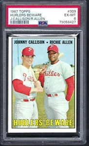 1967 Topps # 305 Hurlers Beware Phils Johnny Callison / Richie Allen EX MT PSA 6 - Picture 1 of 1