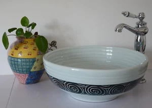Vintage Bathroom Cloakroom Ceramic Counter Top Wash Basin Sink Washing Bowl - Picture 1 of 11