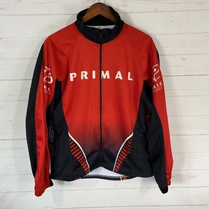 Primal Mens Zip Front Cycling Jacket Size Medium Red Micro Fleece Lined Pockets - Picture 1 of 13