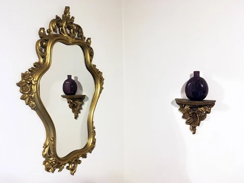 Vintage Wall Mirror Large Gold SYROCO Ornate Mid century Regency Dated 1958 Cover