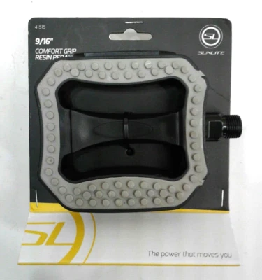 Pedal de resina SunLite Comfort Grip con banda de rodadura de goma eje de 9/16" con reflectores negro/gris 1 Foto 1 de 4