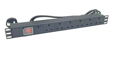 6 way UK PDU with SURGE PROTECTION perfect for 19" racks AV racks Comms Cabs  - Image 1 of 4
