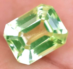 7.60 Ct Natural Green Peridot Emerald Shape VVS Pak Gemstone AGL Certified - Picture 1 of 7