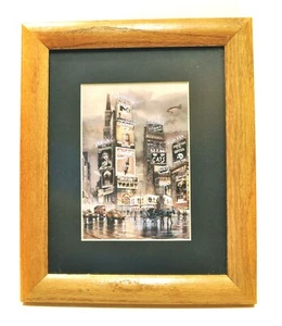 "Obra de Arte de Pared con Cuadros de Roble de Times Square Ciudad de Nueva York 9 3/4"" x 11 3/4" - Imagen 1 de 2