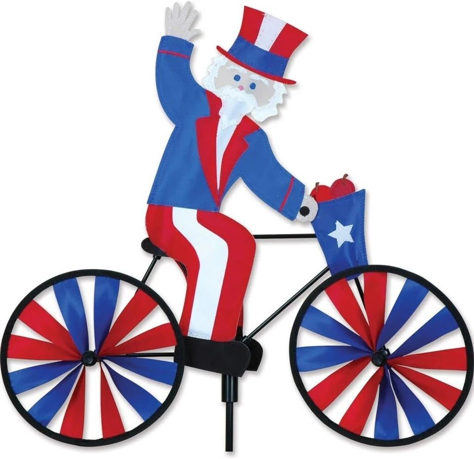 20" Uncle Sam on a Bike Wind Spinner,  Whirligig, Yard Stake, by Premier Kites - Image 1 of 1