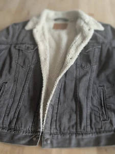 Levis - Jeansjacke / Trucker Jacke - Sherpa - Teddyfell - grau - L - Bild 1 von 3