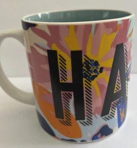 Tazza da caffè pop art in ottime condizioni di ART WOW. Interno Teal. Progettato in Inghilterra. "Felice" - Foto 1 di 5