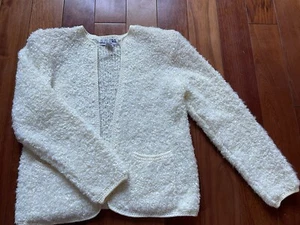 Vintage 80’s Adele Joyce open front cardigan Curly Boucle Wool Petite XS Small - Picture 1 of 11