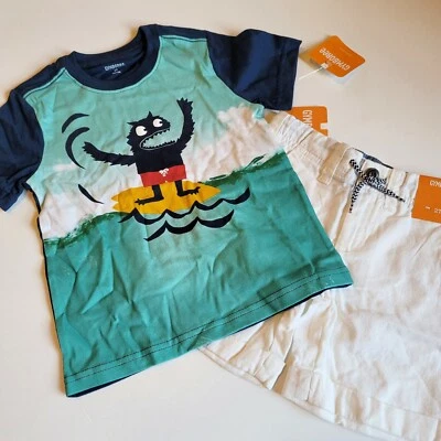 Gymboree Boys 2T Monster Fun Surf Camiseta Blanco Lino Conjunto Pantalones Cortos Nuevo con Etiquetas  Foto 1 de 4