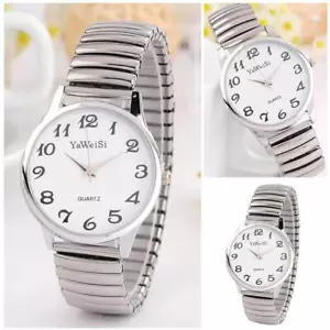 Unisex Ladies Gents Quartz Watch Expandable Stretch Band Watches Wrist↑ - Picture 1 of 12