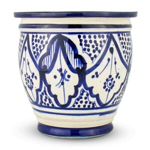 Marokkanischer Keramik-Blumentopf "Safi" Blau/Weiß