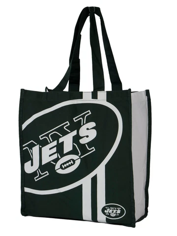 NFL Team Logo Reusable  New York Jets Grocery Tote Shopping Bag Cover