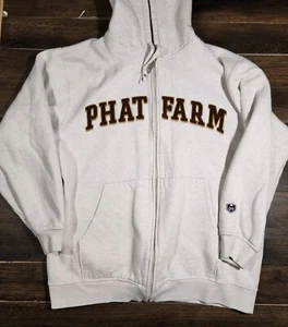 Mens XXL Phat Farm Hoodie Sweatshirt  Beige Embroidered Zipup  - Picture 1 of 4