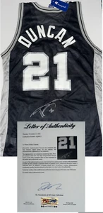 RAR! TOUGH SIGNER! TIM DUNCAN SIGNIERT SAN ANTONIO SPURS TRIKOT KOMPLETT PSA/DNA LOA - Bild 1 von 8