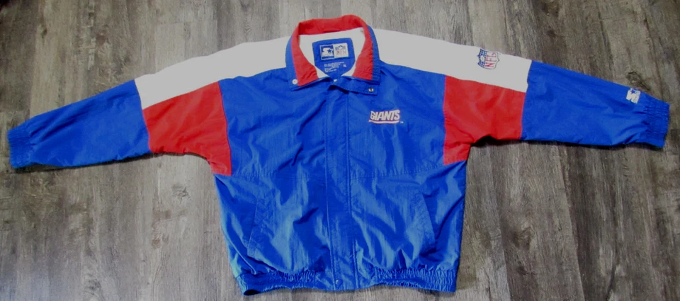 Jaqueta masculina vintage New York Giants XL azul NFL Starter Pro Line corta-vento - Imagem 1 de 4