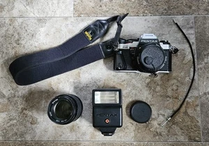 Pentax Program Plus 35mm Film Camera 135mm 50mm Lens & Flash - Picture 1 of 12