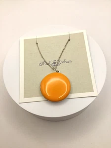 Mark and Graham Necklace ~ Enamel Sterling Silver Orange Locket ~ Monogram “a” - Picture 1 of 7