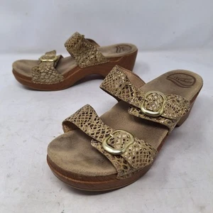 Dansko Snakeskin Print Sophie Buckle Slide Sandals Wedge Heel Cushioned Size 8 - Picture 1 of 10
