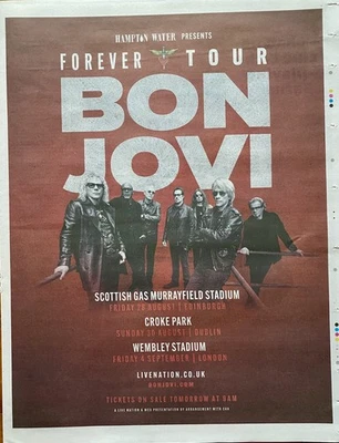 Bon Jovi Live Forever Tour Dates 2026 Advert Newspaper Ad Poster 14x11” Large Foto 1 de 2