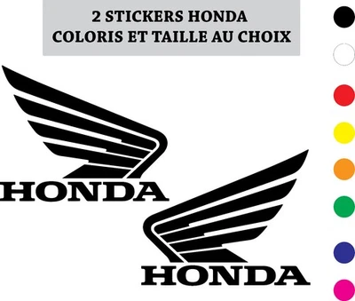 2 Stickers Honda Moto Logo Ailes – Autocollant Vinyle – Taille et Couleur au cho - Photo 1/2