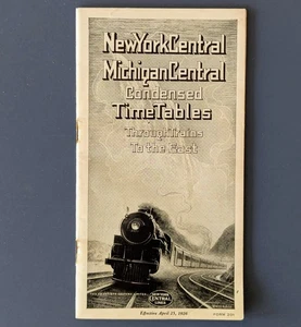 1926 New York Central Michigan Central Railroad Timetable Twentieth C Train 201 - Picture 1 of 7