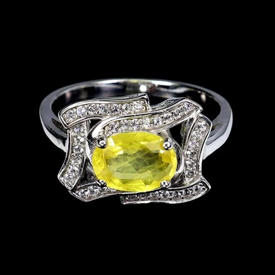 Anillo de plata de ley 925 ovalado zafiro amarillo 8x6 mm topacio joyería natural joyero Foto 1 de 4