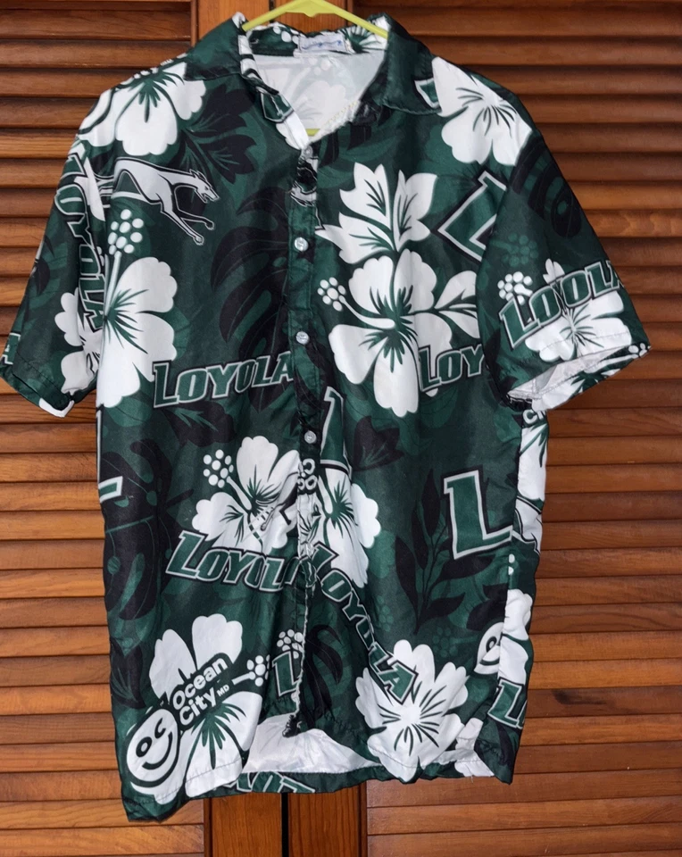 Loyola (MD) Greyhounds Floral Hawaiian Shirt Men’s Large - Image 1 of 3