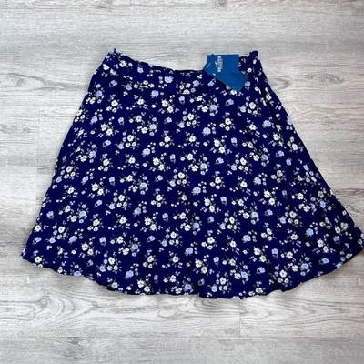 Hollister Ditsy Floral Mini Skirt Women S 90s Skater New Coastal Cowgirl Blue - Image 1 of 4