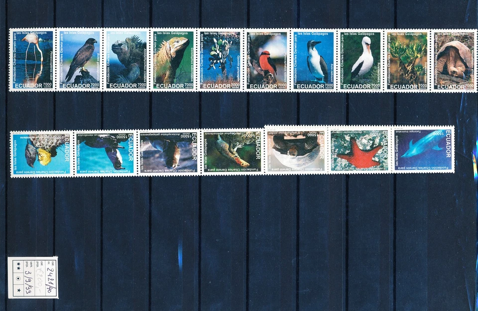 XE55703 Ecuador 1999 XXL strips animals fauna flora wildlife fine lot MNH - Image 1 of 1