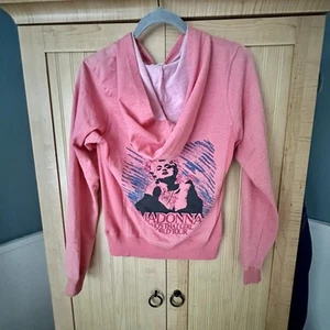 Retro 80s Madonna Hoodie, Zip Front, Coral Pink, Size Medium Rare & Unique - Picture 1 of 4