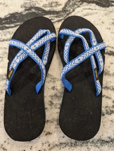 Sandali infradito donna Teva Mush con cinturino taglia 8 nero blu bianco rosa nuovi senza etichette - Foto 1 di 3