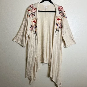 UMGEE Med/L Embroidered Kimono Cardigan Open Front Flowy Duster Floral Boho - Picture 1 of 14