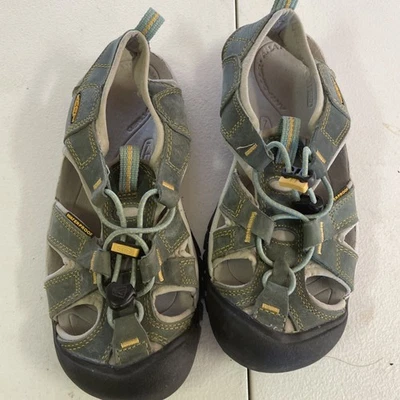 Sandalias KEEN Venice de cuero con punta cerrada zapatos para mujer 6 verde/gris agua, senderismo Foto 1 de 4
