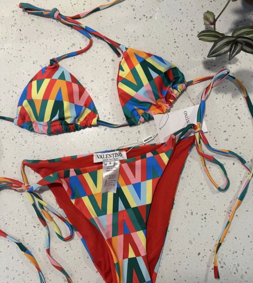 Swimsuit multicolor vltn logo bikini top size s - Image 1 of 1