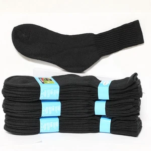 4 12 PACK Kid's Sports Cotton Crew Socks Solid Black Junior Size 6-8 Boy Girls - Picture 1 of 1