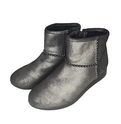 Naturalizer Women's Julian Pewter Metallic Leather Side Zip Mid Calf Boots 7W - Image 1 of 4