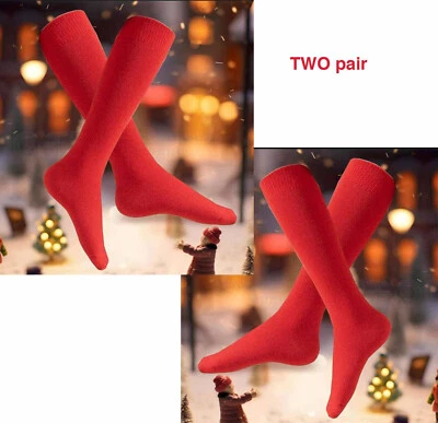 2 Pr Wool Blend Red Heavywgt Knee Socks Lg  . - Image 1 of 4