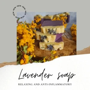 Relaxing UK Handmade Vegan Natural Soap Cold Process Bar, Palm Free Lavender 90g - Picture 1 of 3